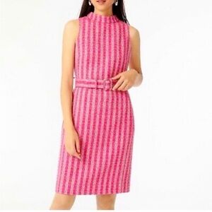 JCrew Mock-Neck Pink Sheath Dress in Disco Tweed New Without Tag Sz 16